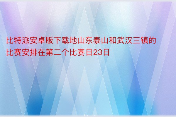 比特派安卓版下载地山东泰山和武汉三镇的比赛安排在第二个比赛日23日