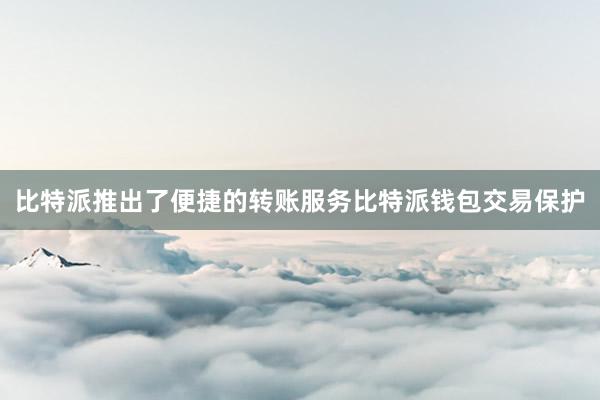 比特派推出了便捷的转账服务比特派钱包交易保护