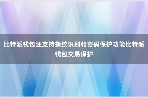 比特派钱包还支持指纹识别和密码保护功能比特派钱包交易保护